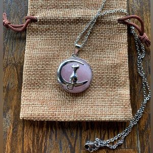 Crystal Cat Necklace | Kitty Cat Jewelry | Rose Quartz Cat Pendant | Teen Gift
